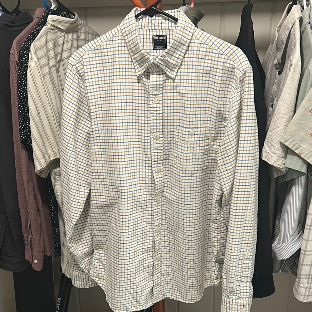 Todd Snyder Men's Casual Checkered Shirt - Blue and Yellow
